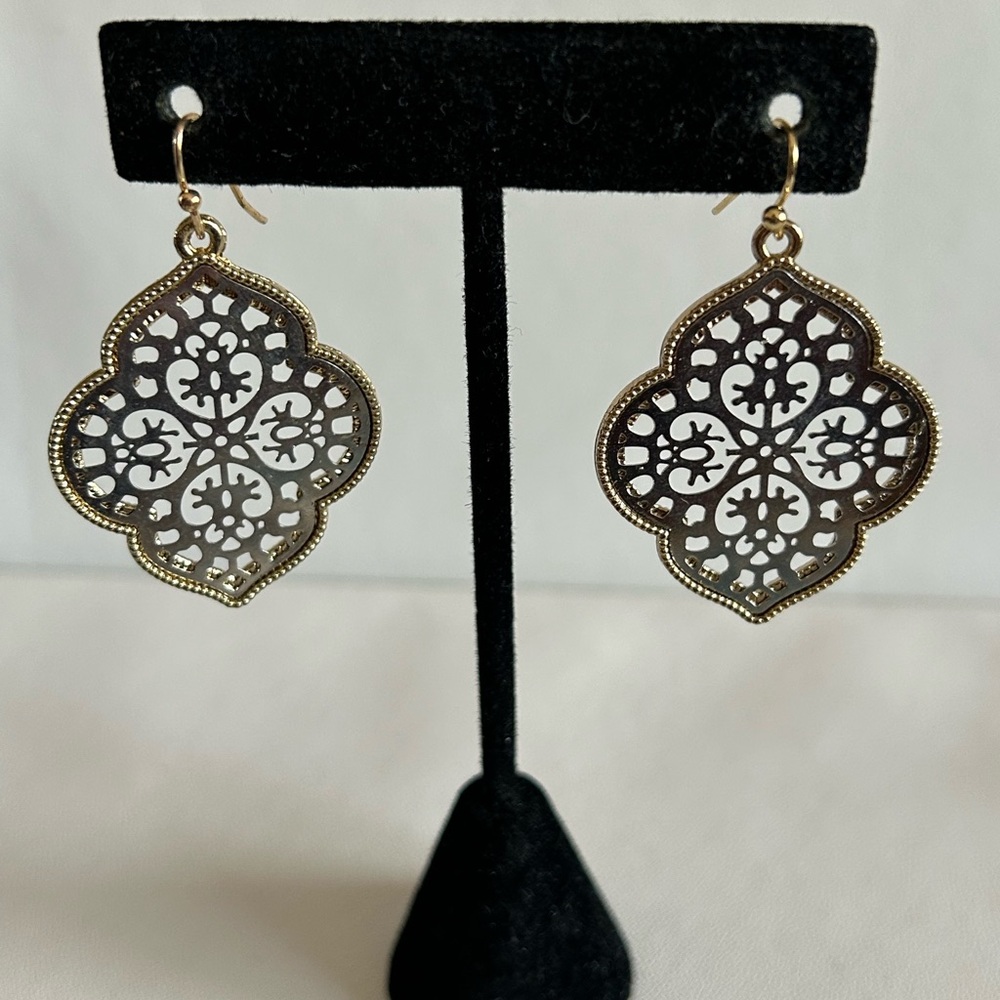 Vintage Gold & Silver Celestial Filigree Earrings